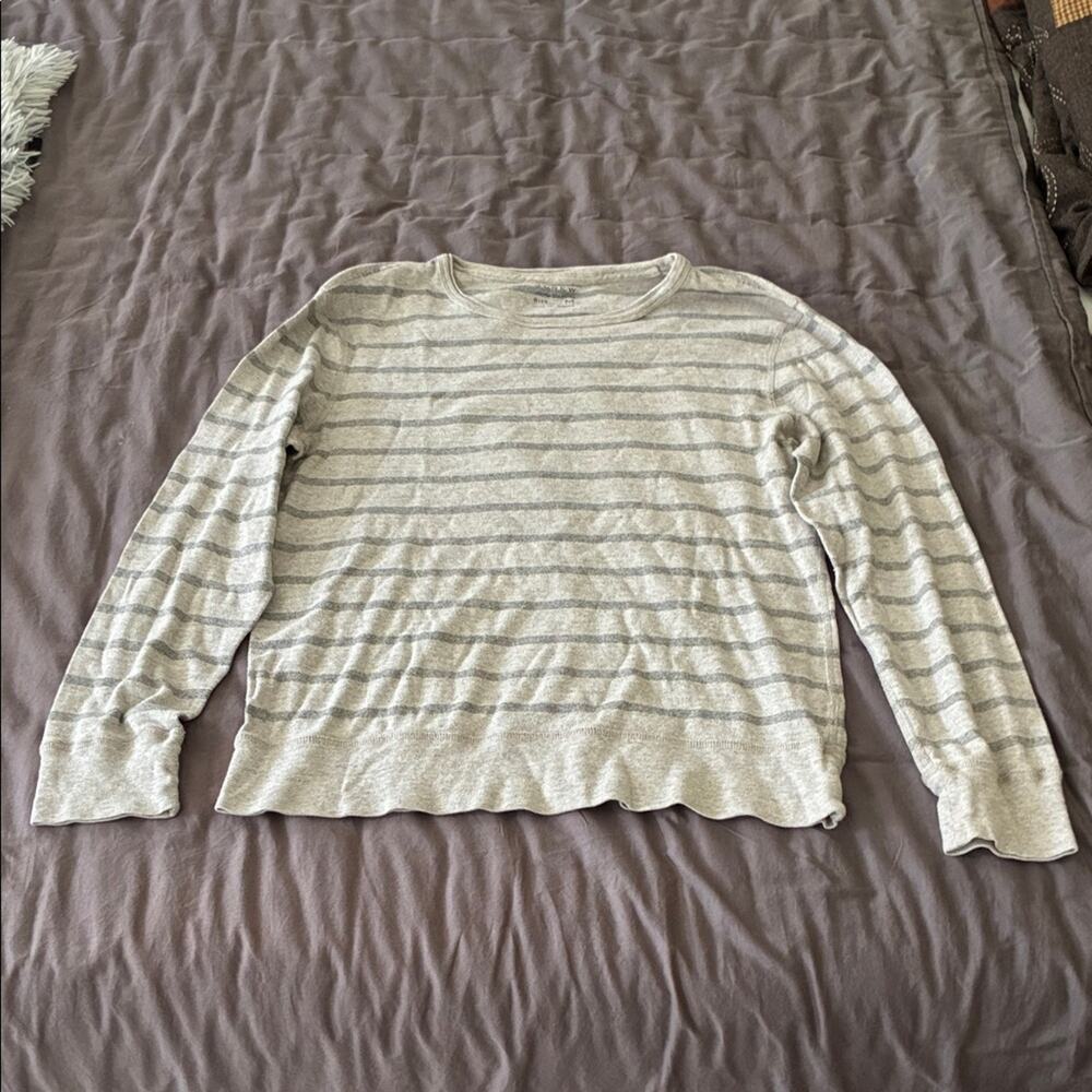 J. Crew Gray Striped Sweater Medium